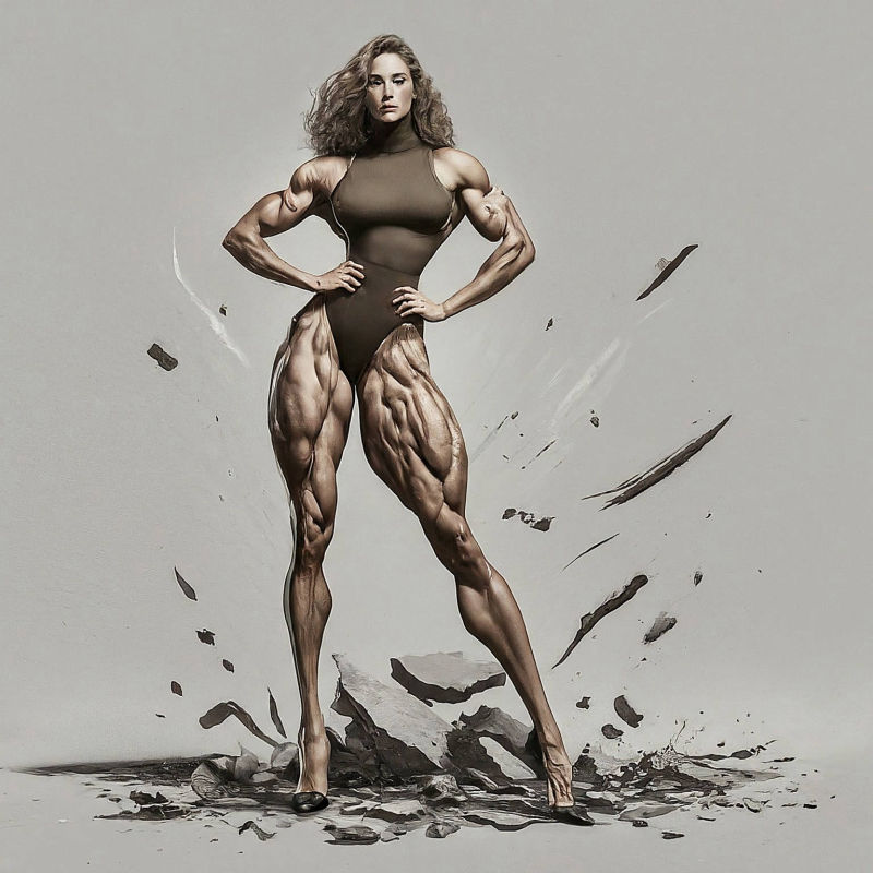 Muscle Goddess Female Bodybuilder, A.I. Art by Mister Squeezable