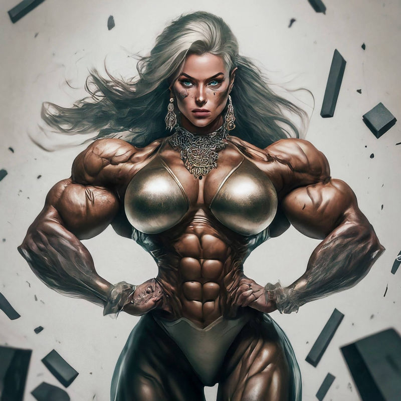 Muscle Goddess Female Bodybuilder, A.I. Art by Mister Squeezable