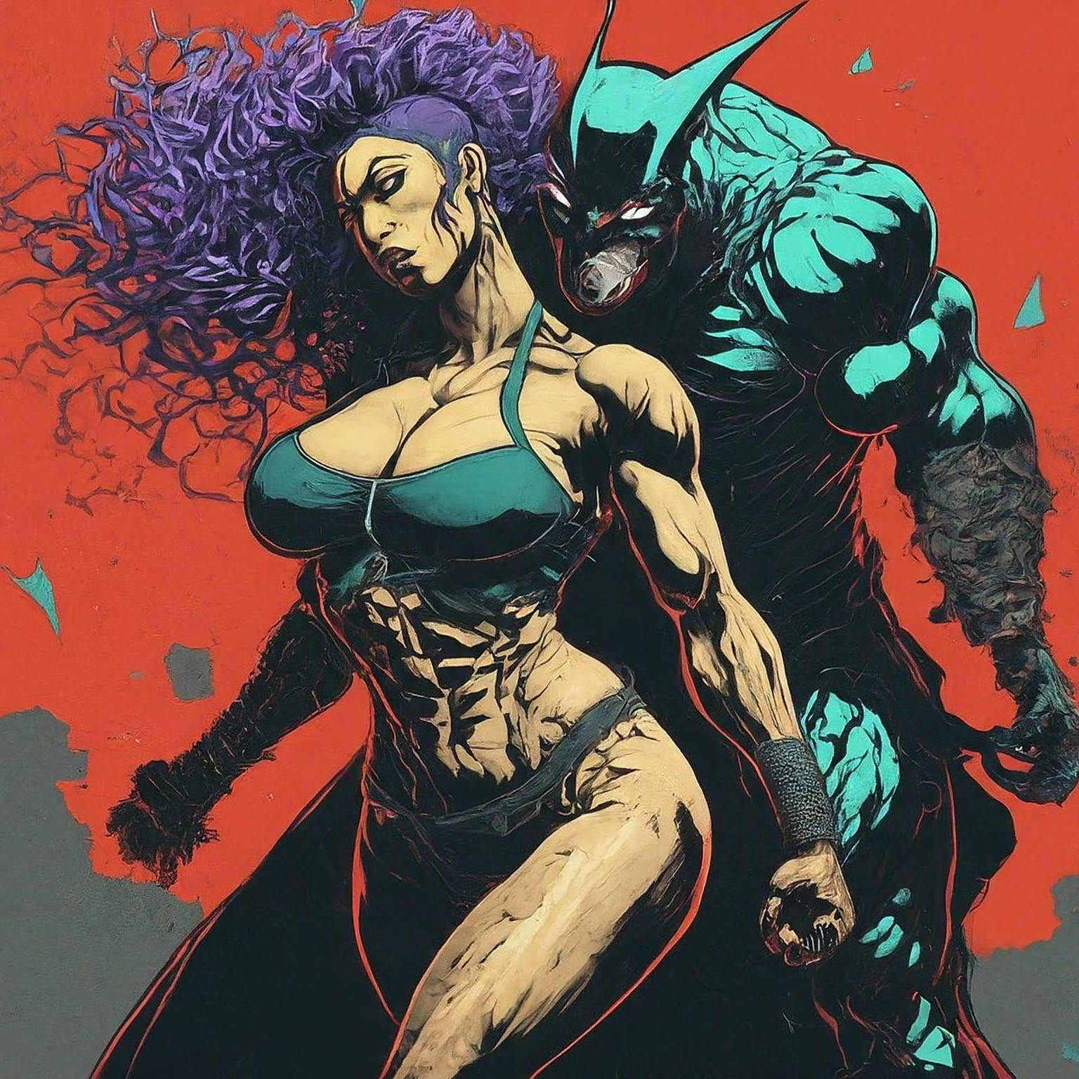 Muscle Goddess Super Heroine Female Bodybuilder, A.I. Art by Mister Squeezable