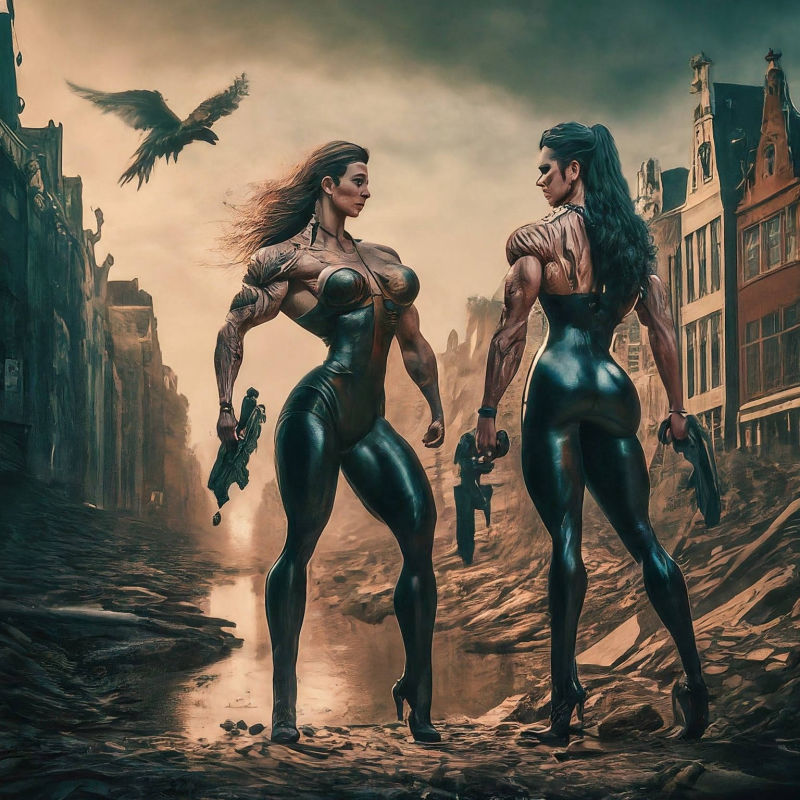 Muscle Goddess Female Bodybuilder, A.I. Art by Mister Squeezable