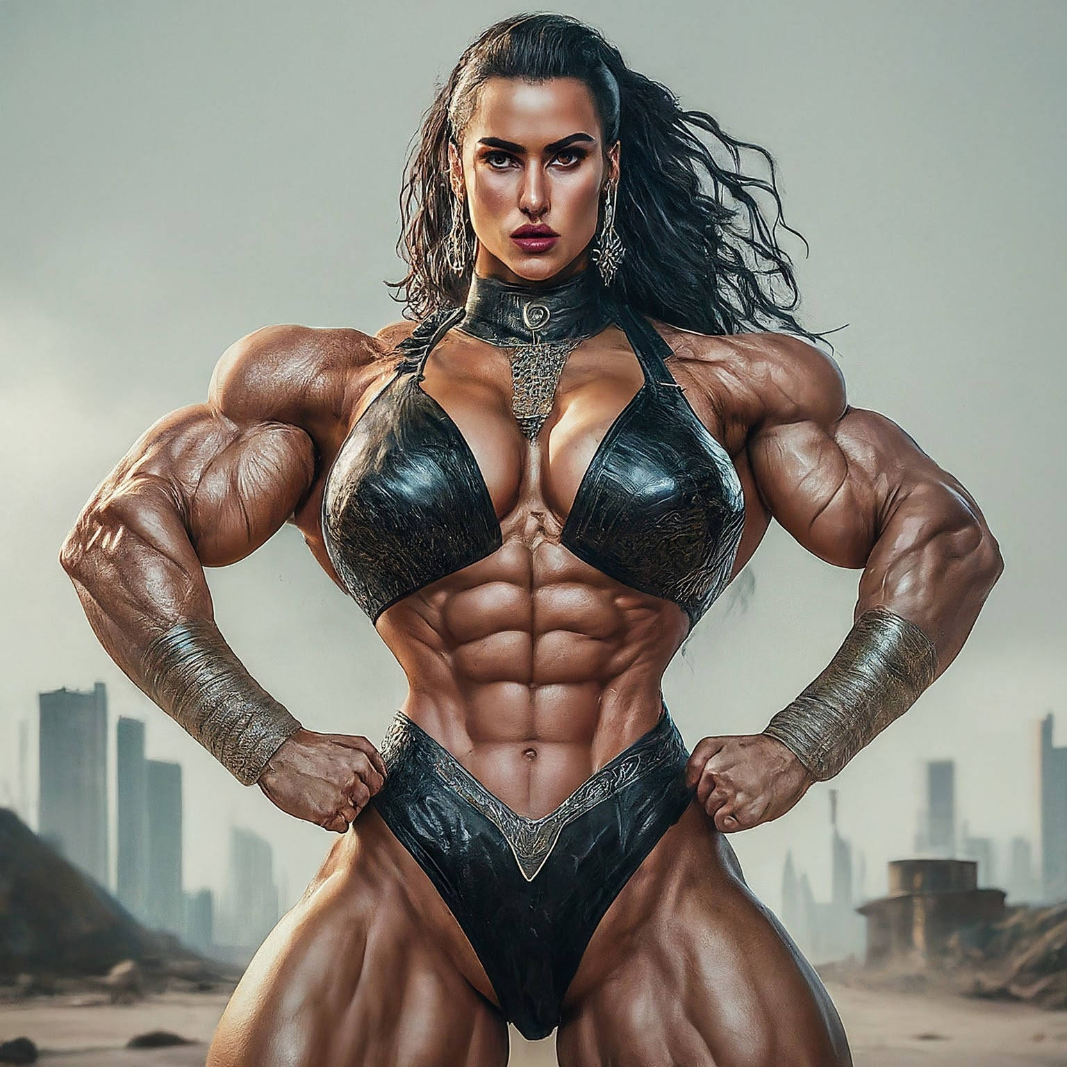 Muscle Goddess Female Bodybuilder, A.I. Art by Mister Squeezable